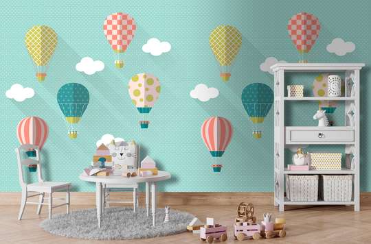 Nursery Wall Mural - Balloons on a turquoise background