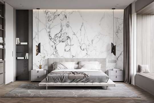 Wall mural - Gray marble texture with white