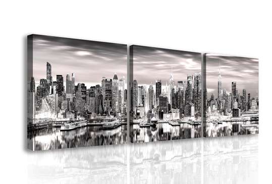 Tablou modular, Panorama alb-negru a New York-ului, 225 x 75