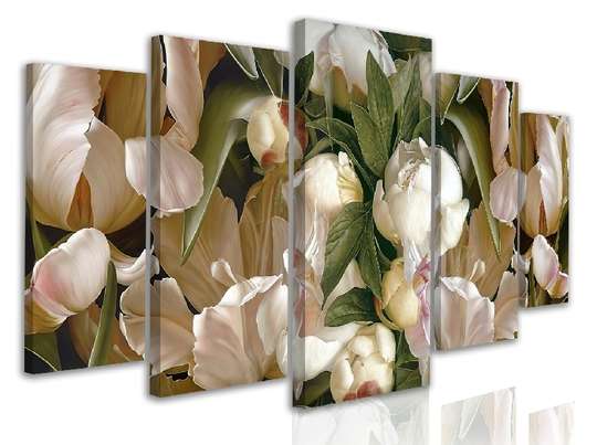 Modular picture, Bouquet of cream flowers, 108 х 60