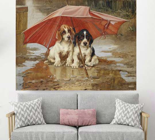 Poster - Câini drăguți, 45 x 30 см, Panza pe cadru, Pictura