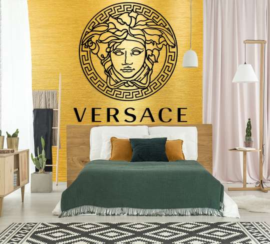 Fototapet, Logo Versace pe peretele auriu