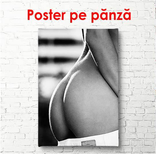 Poster - Girl near gray wall, 60 x 90 см, Framed poster, Nude