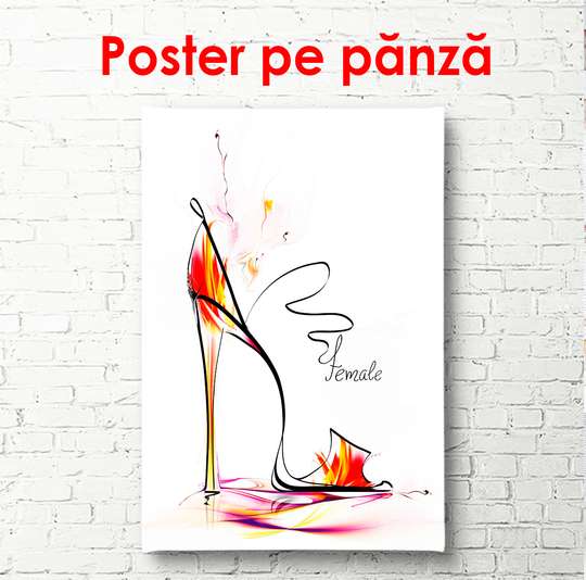 Poster - Red shoe on a white background, 60 x 90 см, Framed poster