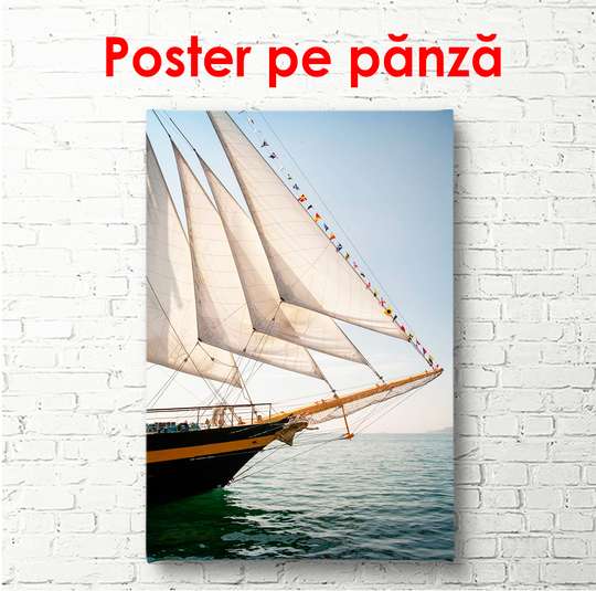 Постер - Корабль на рассвете, 45 x 90 см, Постер в раме