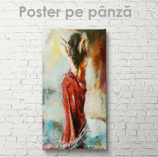 Постер - Девушка со спины, 30 x 90 см, Холст на подрамнике