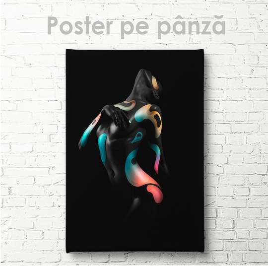 Постер - Неоновые краски на женском теле, 30 x 45 см, Холст на подрамнике