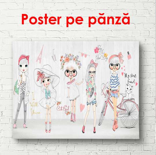 Постер - Нарисованные куклы, 90 x 45 см, Постер в раме