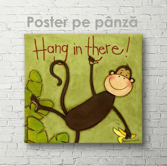 Poster, Maimuță amuzantă, 40 x 40 см, Panza pe cadru