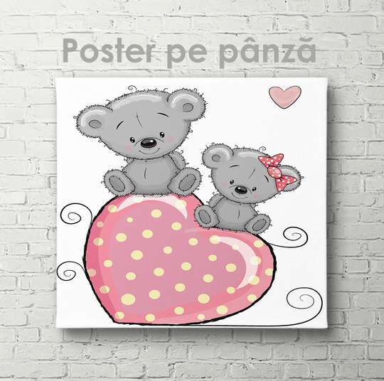 Poster - Două animale mici drăguțe, 40 x 40 см, Panza pe cadru