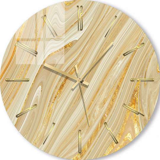 Glass clock - Gently golden hues, 40cm