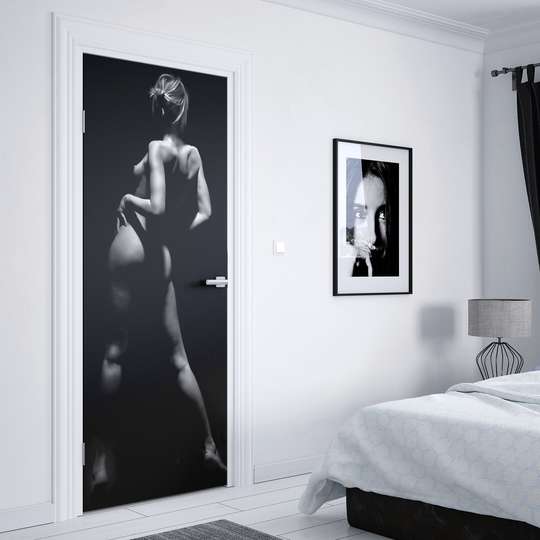 3D door sticker, Black and white nude, 60 x 90cm