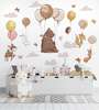 Wall decals, Cute animals with hot air balloons, SET-M