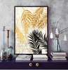 Poster - Golden leaves on a marble background 2, 60 x 90 см, Framed poster, Botanical