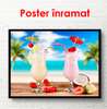 Poster - Milk and strawberry cocktail with tropical fruits, 90 x 60 см, Framed poster, Food and Drinks
