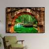 Poster - Bridge to green forest, 90 x 60 см, Framed poster on glass