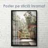 Poster - Modern house in the forest, 45 x 90 см, Framed poster on glass, Nature
