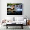 Poster, Graceful tiger on the background of a waterfall, 90 x 60 см, Framed poster on glass, Animals