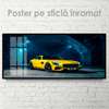 Poster - Yellow Mercedes, 90 x 45 см, Framed poster on glass, Transport