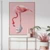 Poster - Flamingo in boots, 60 x 90 см, Framed poster on glass, Animals