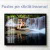 Poster, Graceful tiger on the background of a waterfall, 90 x 60 см, Framed poster on glass, Animals