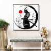 Poster - Samurai, 100 x 100 см, Framed poster on glass, Black & White