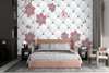 Wall mural - Pink flowers on light gray background