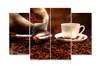 Tablou Pe Panza Multicanvas, Ceașca de cafea albă cu boabe de cafea, 198 x 115