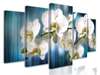 Tablou Pe Panza Multicanvas, Orhidee albă pe fundal albastru, 206 x 115