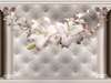 Fototapet 3D - Flori de crin albe din pietre prețioase pe un fundal cu coloane grecești