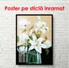 Poster - Buchetul de flori albe într-o vază de sticlă, 60 x 90 см, Poster înrămat, Flori