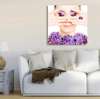 Постер - Девушка с ярким фиолетовым макияжем, 40 x 40 см, Холст на подрамнике, Разные