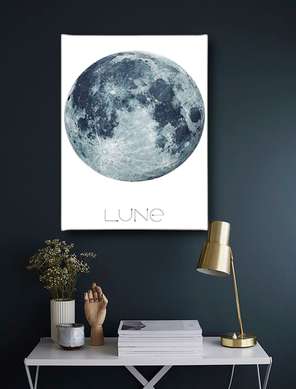 Poster - Moon, 60 x 90 см, Framed poster on glass