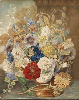 Poster - Vază cu flori pe masă, 60 x 90 см, Poster înrămat, Natură Moartă