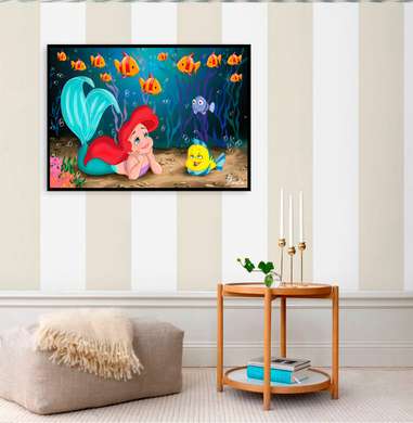 Poster - Mermaid at the bottom of the ocean, 90 x 60 см, Framed poster
