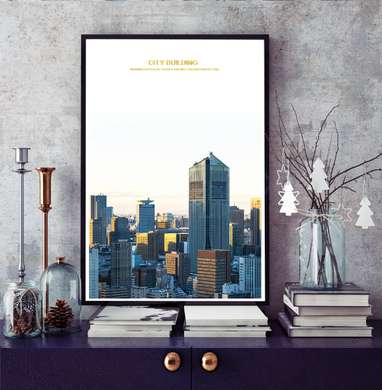 Постер - Небоскребы, 30 x 60 см, Холст на подрамнике, Города и Карты