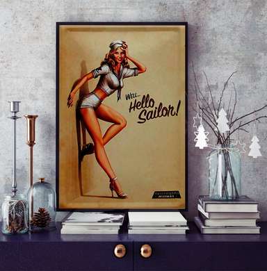 Постер - Девушка стоит у стены, 60 x 90 см, Постер в раме, Прованс