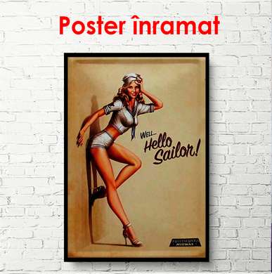 Poster - Girl stands against the wall, 60 x 90 см, Framed poster, Provence