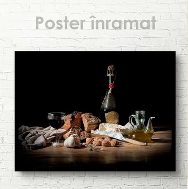 Постер - Закуска к вину, 45 x 30 см, Холст на подрамнике, Еда и Напитки