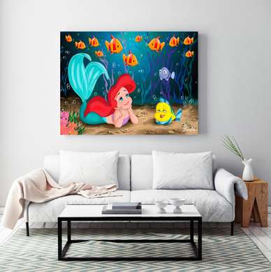 Poster - Mermaid at the bottom of the ocean, 90 x 60 см, Framed poster