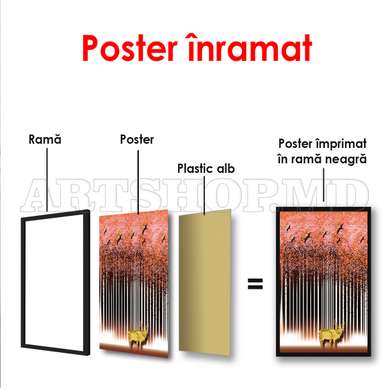 Poster - Pădurea abstractă cu elan, 30 x 60 см, Panza pe cadru, Glamour