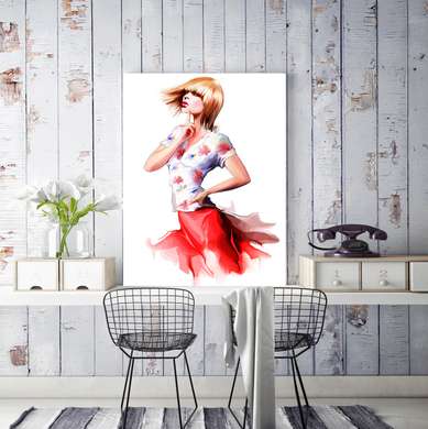 Poster - Thoughtful girl, 30 x 60 см, Canvas on frame