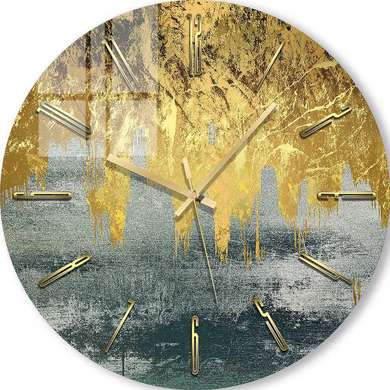 Ceas din sticlă - Auriu cu gri, 40cm