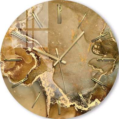 Glass clock - Golden marble, 40cm