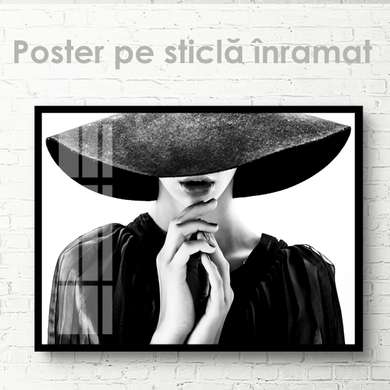 Poster - Pălăria, 45 x 30 см, Panza pe cadru, Alb Negru