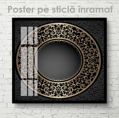 Poster - Decorative ornament, 100 x 100 см, Framed poster on glass, Abstract