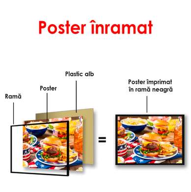 Poster - American food, 90 x 60 см, Framed poster