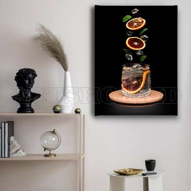 Poster - Paharul cu cocktail, 30 x 45 см, Panza pe cadru, Alimente și Băuturi