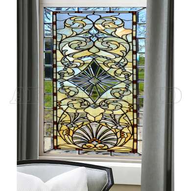 Window Privacy Film, Decorative stained glass window with multicoloured geometry, 60 x 90cm, Matte, Window Film
