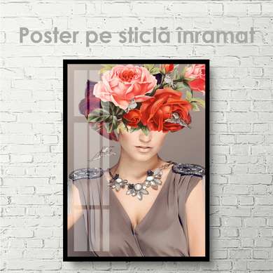Poster - Girl with flowers, 30 x 45 см, Canvas on frame